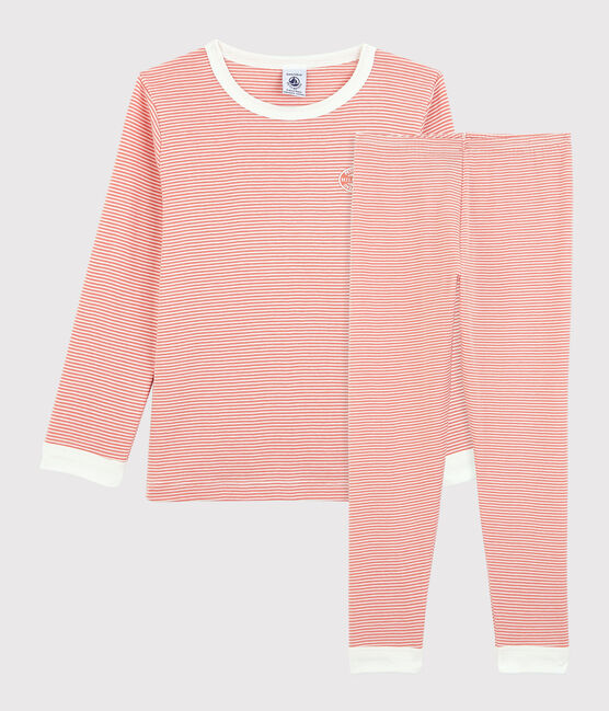 Unisex Pinstriped Organic Cotton Pyjamas PAPAYE pink/MARSHMALLOW