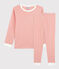 Unisex Pinstriped Organic Cotton Pyjamas PAPAYE pink/MARSHMALLOW