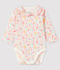Baby Girls' Floral Ribbed Bodysuit with Collar