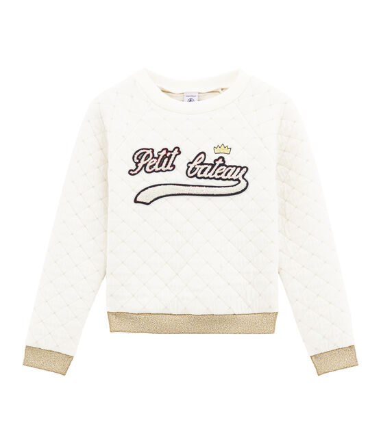 Girl's sweatshirt MARSHMALLOW white/DORE yellow