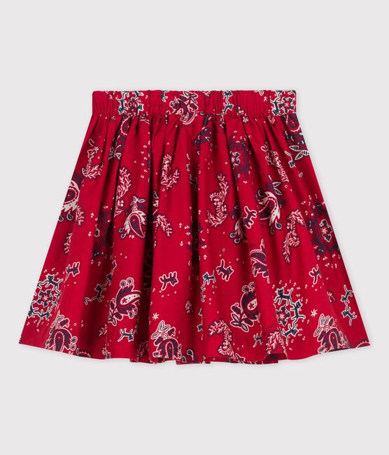 Girls' Printed Poplin Skirt TERKUIT red/MULTICO white