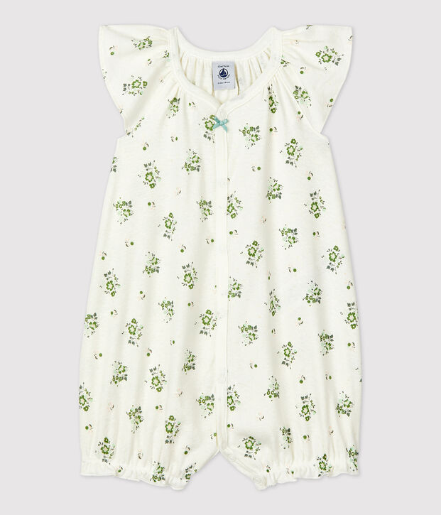 Babies' Cotton/Linen Botanic Print Playsuit white/multicolor