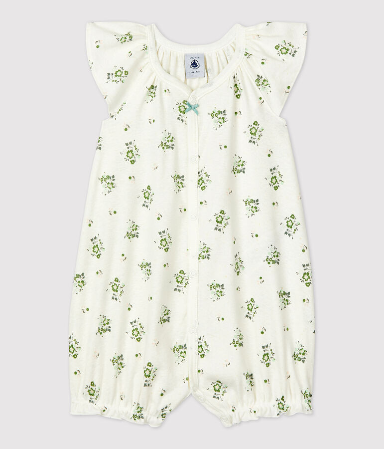 Babies' Cotton/Linen Botanic Print Playsuit white/multicolor