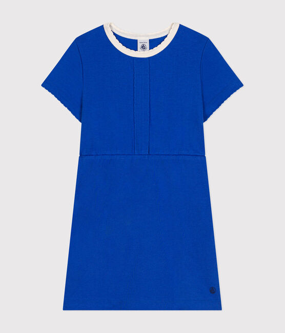 Girls' cotton short-sleeved dress CALVIN blue