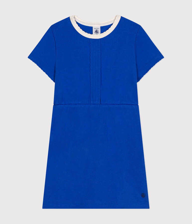 Girls' cotton short-sleeved dress blue