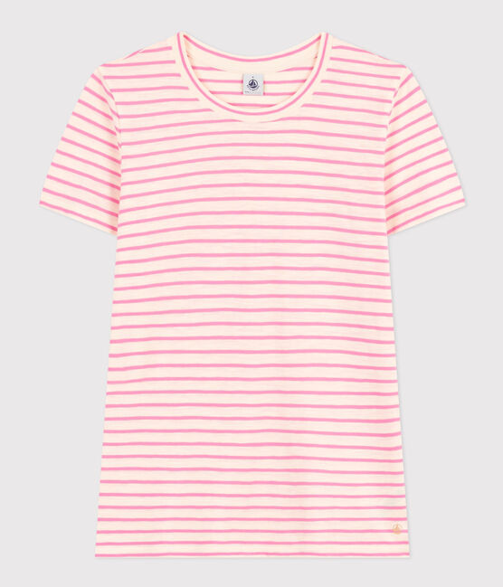 Women's Straight Round-Neck Cotton T-Shirt AVALANCHE /SHOCKING
