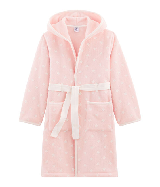Children's Fleece Dressing Gown MINOIS pink/MARSHMALLOW white