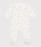 Babies' floral cotton pyjamas with a collar MARSHMALLOW white/MULTICO white