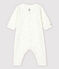 Babies' White Starry Footless Organic Cotton Velour Sleepsuit MARSHMALLOW white/MULTICO white