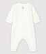 Babies' White Starry Footless Organic Cotton Velour Sleepsuit