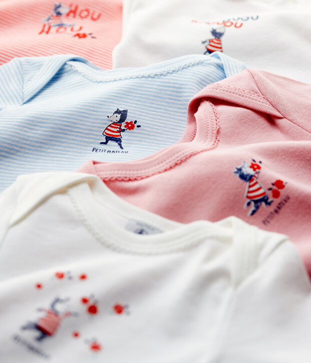 Baby Girls' Long-Sleeved Cotton Bodysuit - 5-Pack multicolor