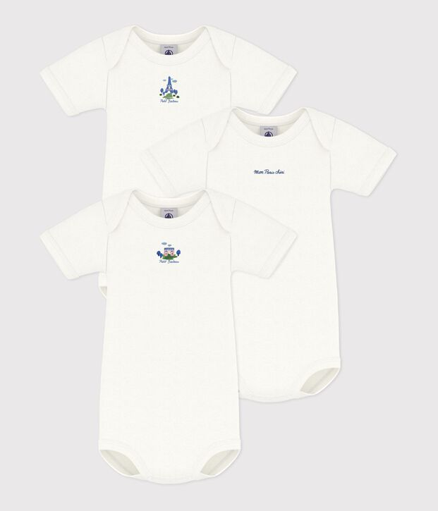 Pack of short-sleeved plain cotton bodies for babies multicolor