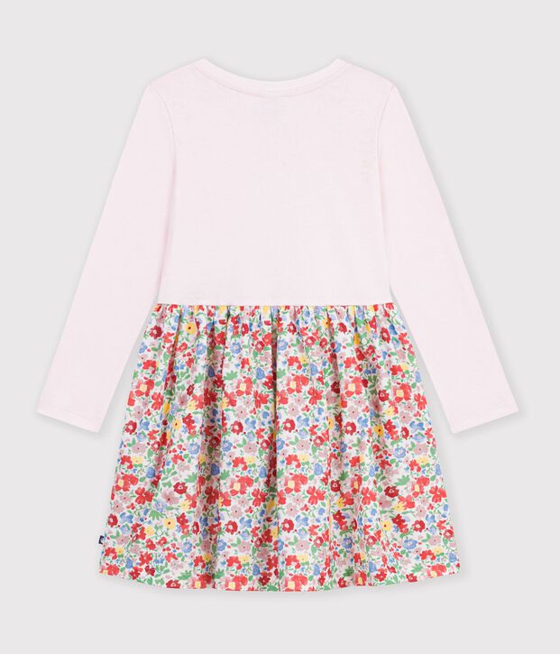 Children's sleeveless cotton dress with flowers white/multicolor