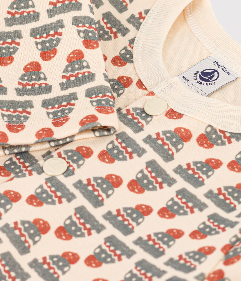 Babies' Patterned Thick Jersey Cardigan Ecru/multicolor