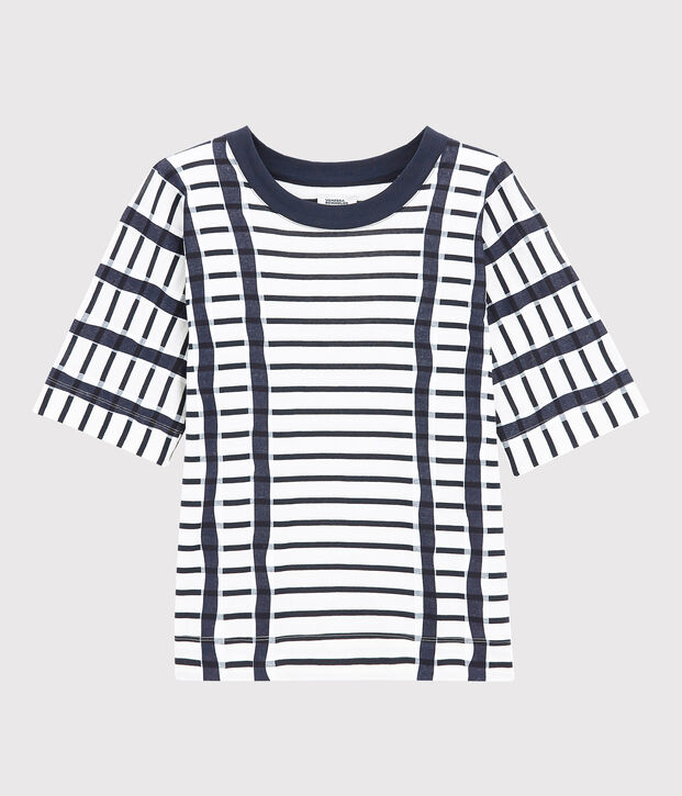 T-shirt with stripes white/blue