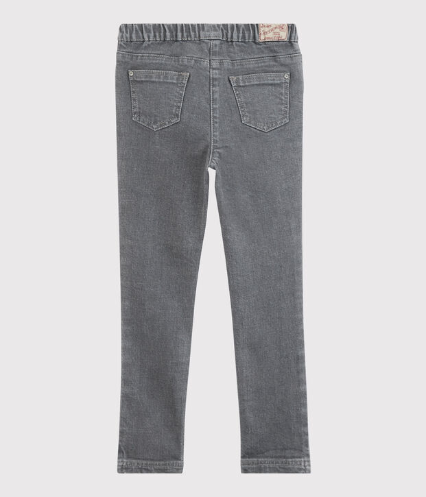 Girls' Denim Slim-Fit Trousers grey/DARK GREY