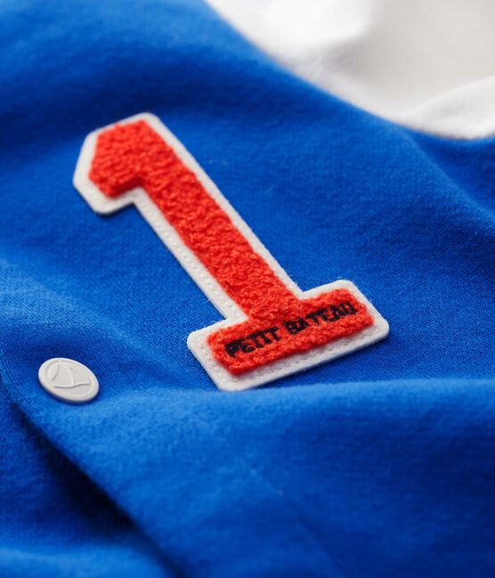 Babies' Fleece Baseball Jacket RUISSEAU blue/MARSHMALLOW white