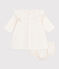 Babies' embroidered corduroy sprecial occasion dress and bloomers MILK Ecru