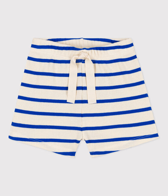 Babies' Striped Rib-Knit Shorts AVALANCHE blue/PERSE white