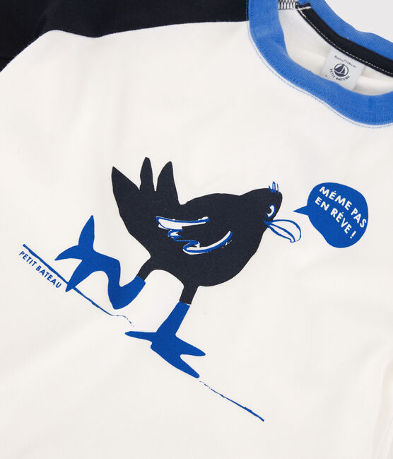Boys' Short-Sleeved T-Shirt MARSHMALLOW white/SMOKING blue