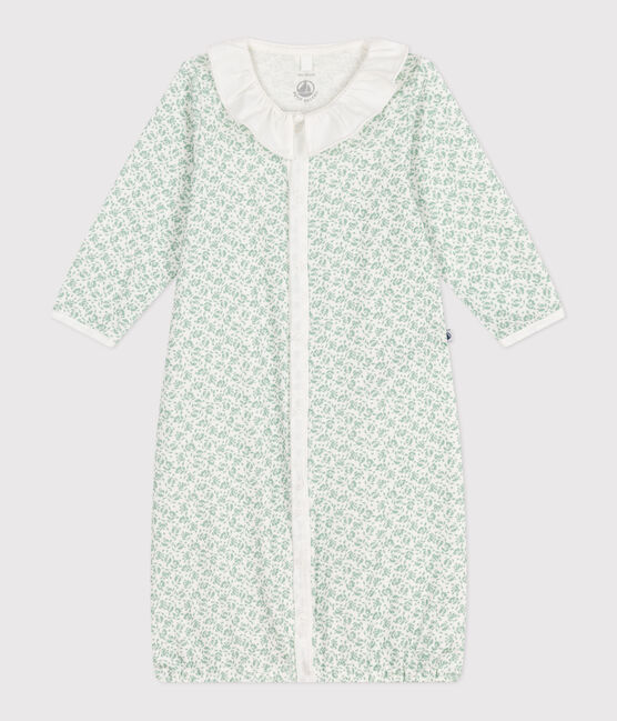 Babies' floral cotton one-piece/sleep sack MARSHMALLOW white/MULTICO white