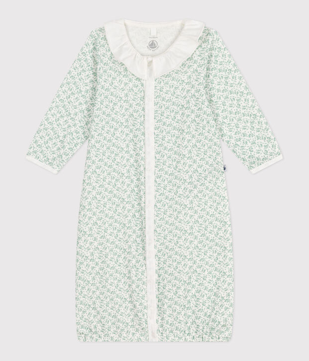 Babies' floral cotton one-piece/sleep sack white/multicolor