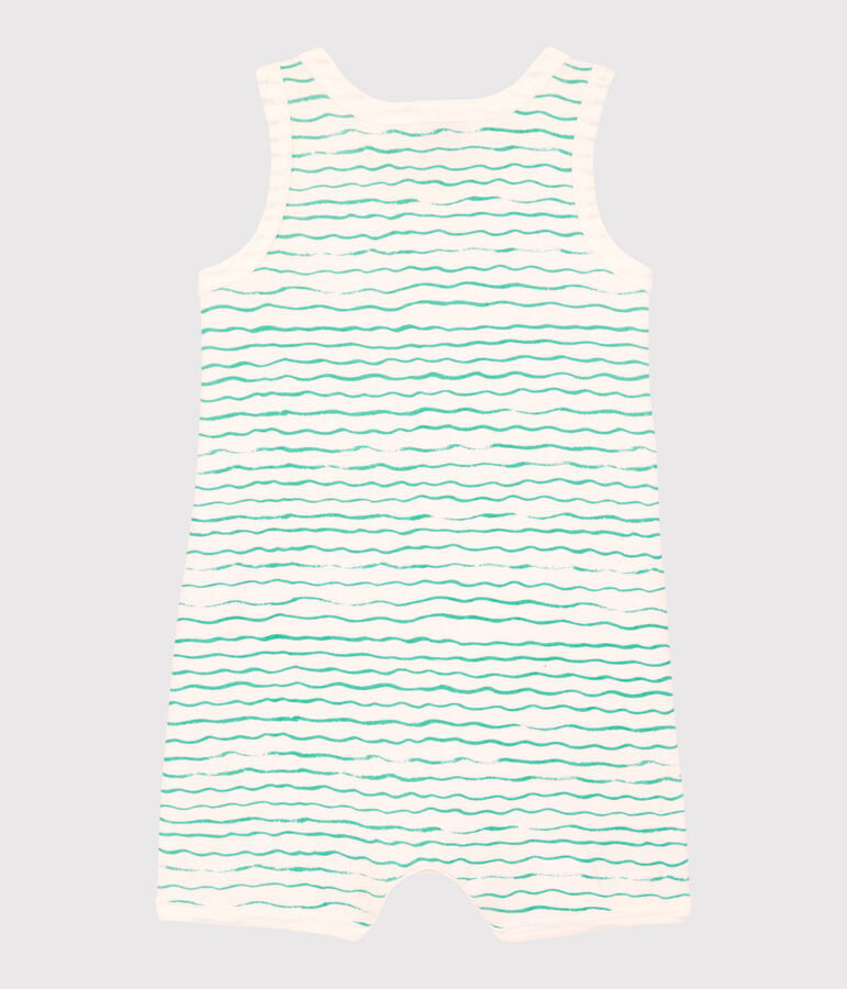 Babies' Wave Pattern Cotton Playsuit white/green