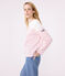 Women's long-sleeved cotton Breton t-shirt MARSHMALLOW white/CHARME pink