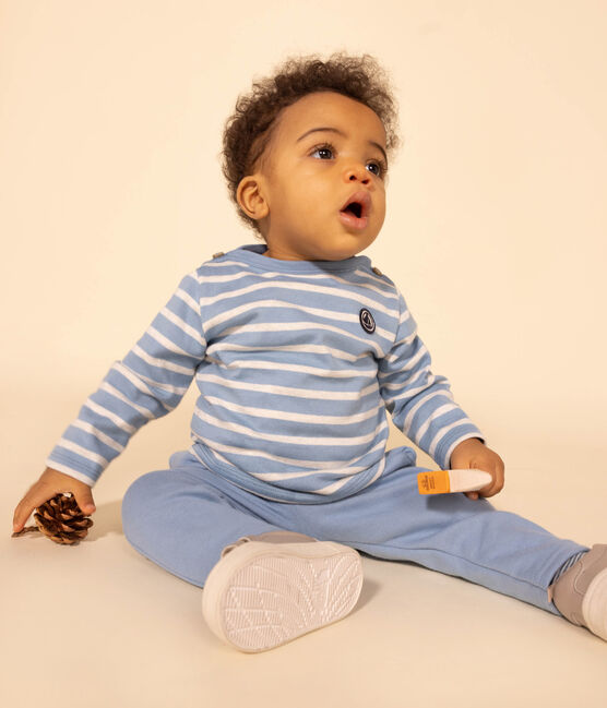 Babies' Thick Jersey Breton Top AZUL /MONTELIMAR