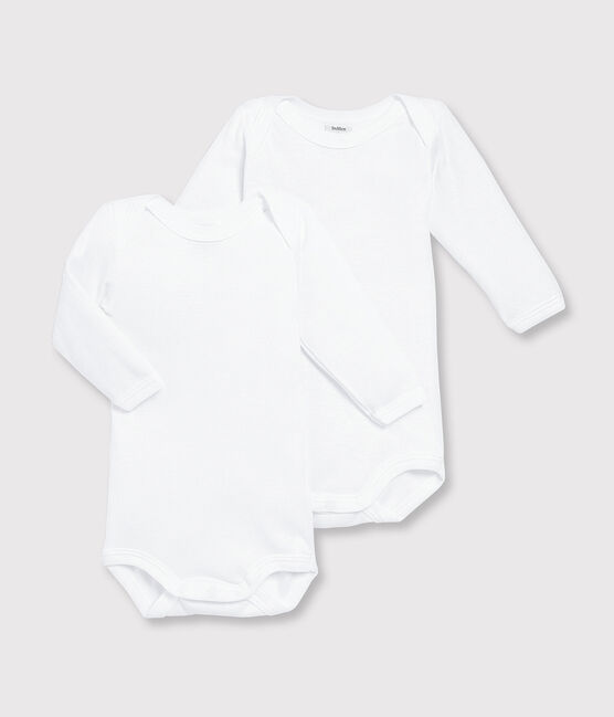 Babies' White Long-Sleeved Bodysuits - 2-Pack MARSHMALLOW white