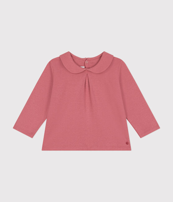 Babies' cotton blouse with a collar ROSEWOOD pink