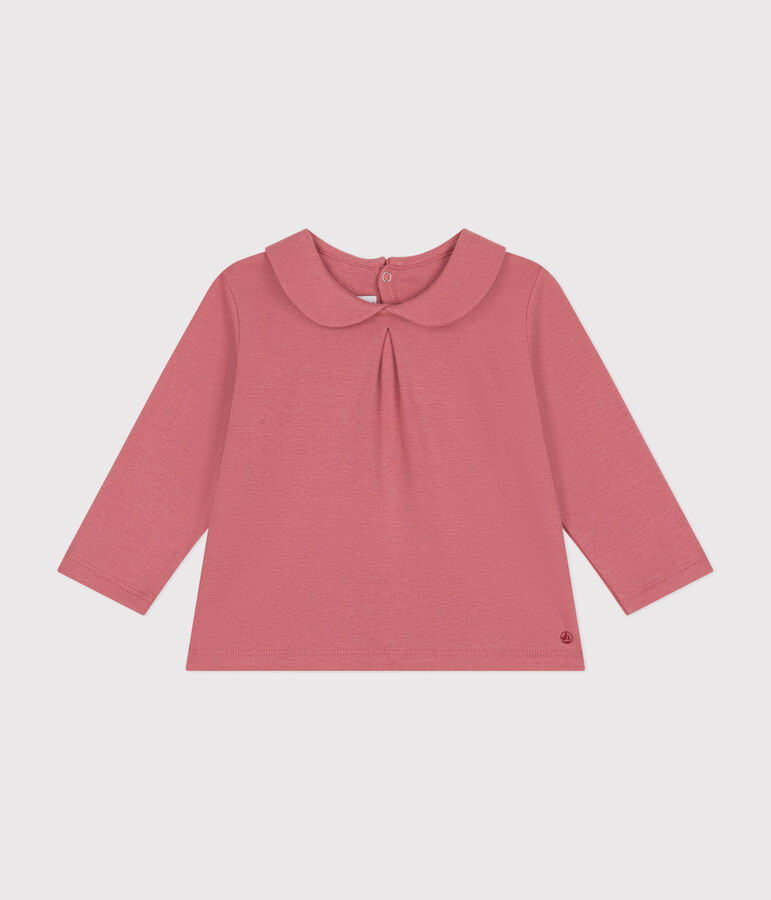 Babies' cotton blouse with a collar ROSEWOOD pink