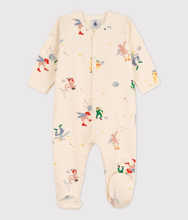 Babies' Paris Themed Fleece Sleepsuit Ecru/multicolor