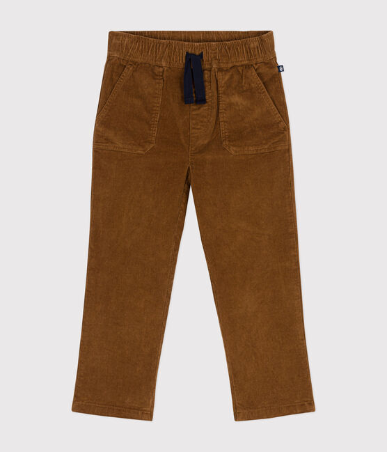 Boys' straight-fit corduroy trousers CUIVRE brown