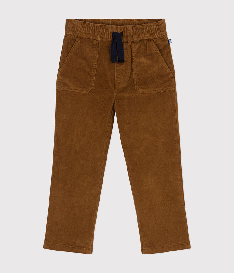 Boys' straight-fit corduroy trousers brown