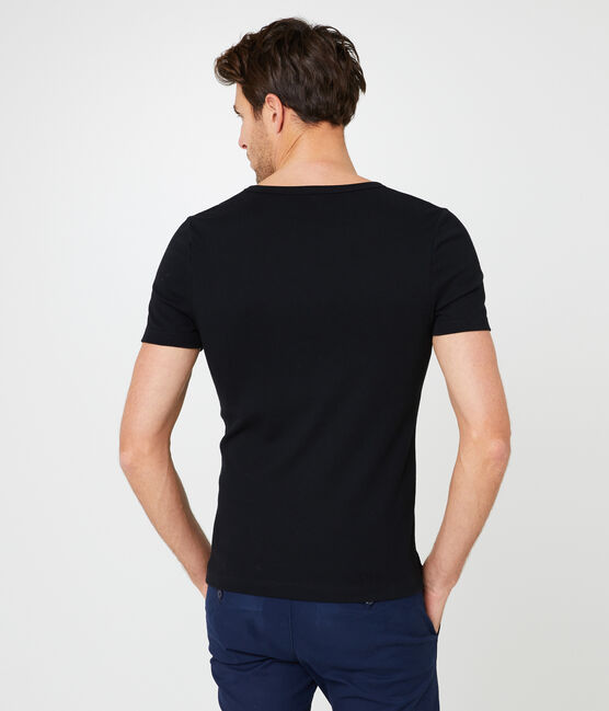 Men's short-sleeved v-neck t-shirt NOIR black