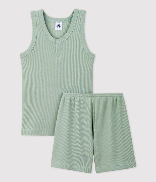Boys' Plain Jade Cotton Lyocell Short Pyjamas green