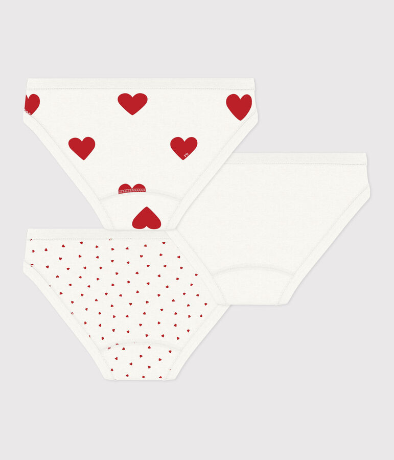 Girls' Heart Patterned Cotton Briefs - 3-Pack multicolor