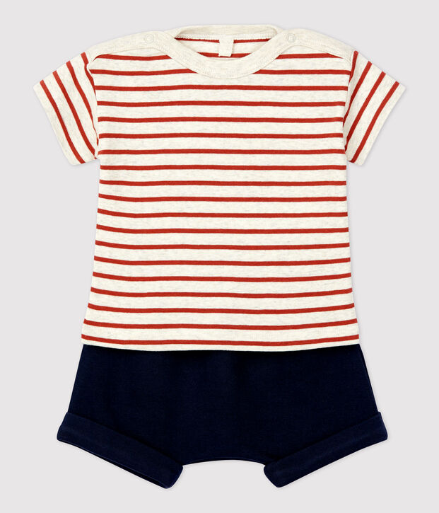 Babies' Organic Cotton Striped Clothing - 2-Piece Set beige/brown
