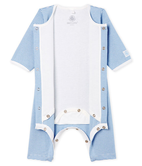 Baby Girls' Footless Ribbed Bodyjama ACIER blue/MARSHMALLOW white