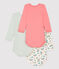 Baby Girls' Floral Long-Sleeved Organic Cotton Bodysuits - 3-Pack variante 1