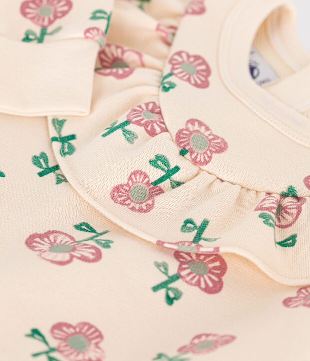 Babies' fleece sweatshirt Ecru/multicolor