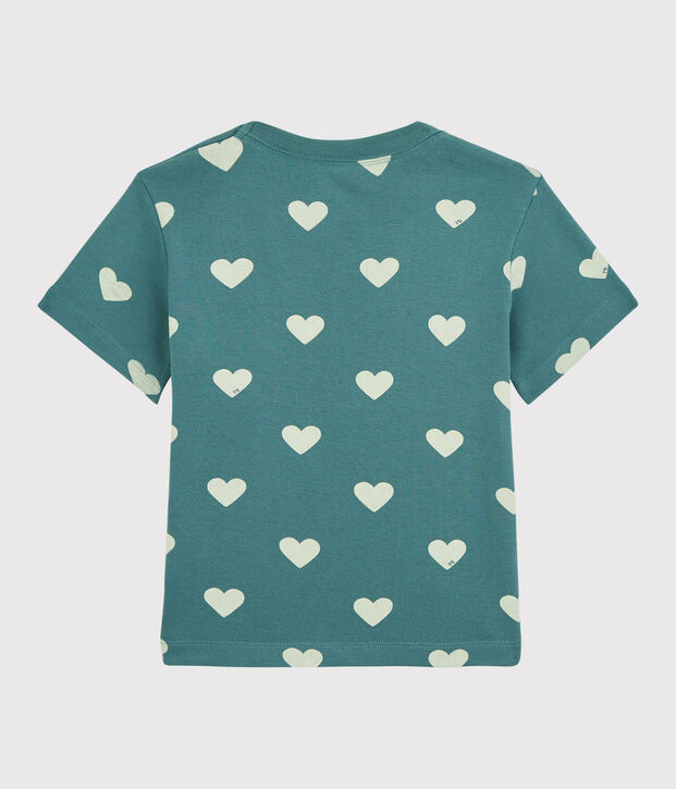 Boys' Short-Sleeved Cotton T-Shirt green/ecru