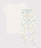 Girls'/Women's Spring Floral Pattern Cotton Pyjamas MARSHMALLOW white/MULTICO white