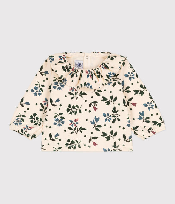 Babies' Long-Sleeved Patterned Cotton Gauze Blouse AVALANCHE white/MULTICO