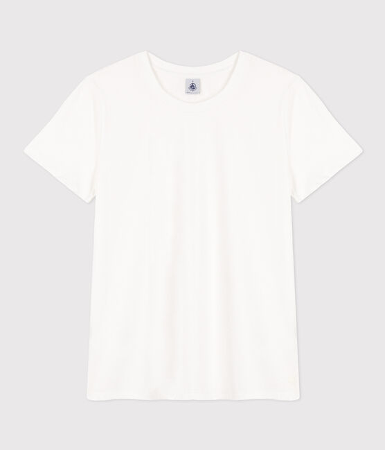 Women's Straight Round-Neck Cotton T-Shirt ECUME white