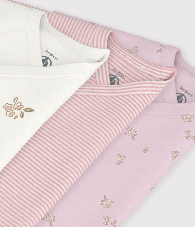 Pack of babies' short-sleeved printed cotton wrapover bodies multicolor
