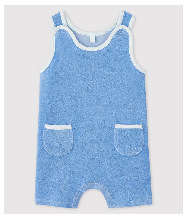 Babies' Blue Organic Cotton Terry Dungaree Shorts blue