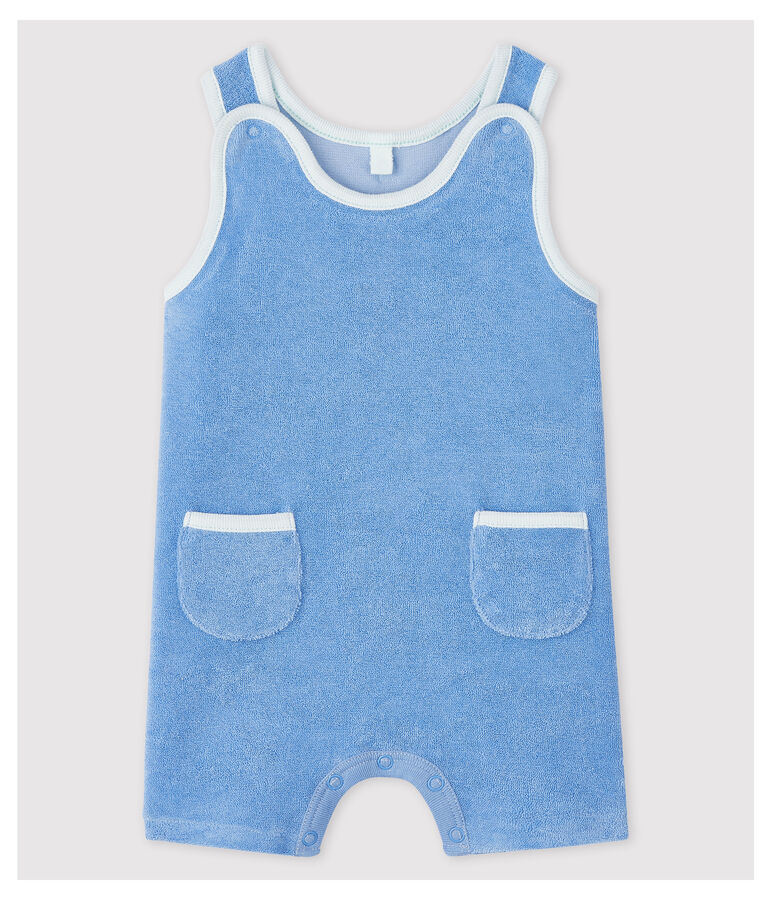 Babies' Blue Organic Cotton Terry Dungaree Shorts EDNA blue