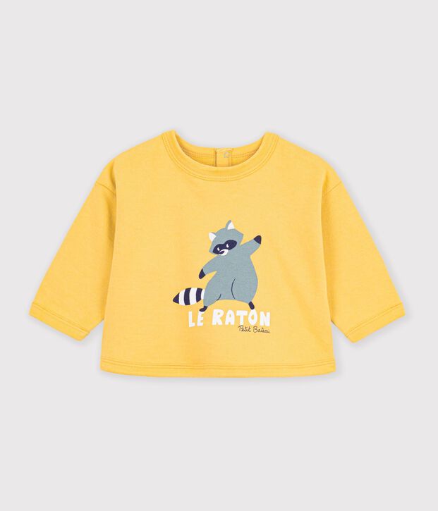 Babies' animal print cotton sweatshirt yellow